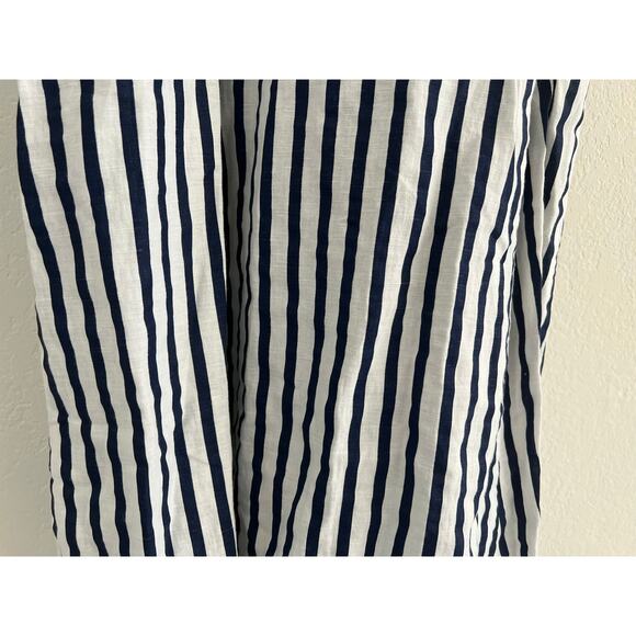Zara Blue White Striped Cold Shoulder Button Up Linen Blend Sundress Womens XS - Picture 8 of 16